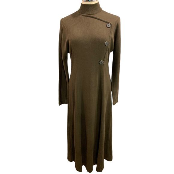 Small Nina Charles for Kasper ASL Wool Blend Sweater Dress 1990s Vintage - Picture 2 of 8